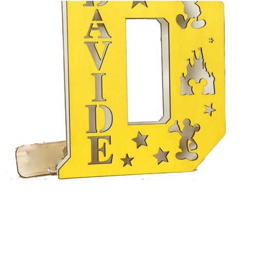 Lampada legno forma lettera - legno,